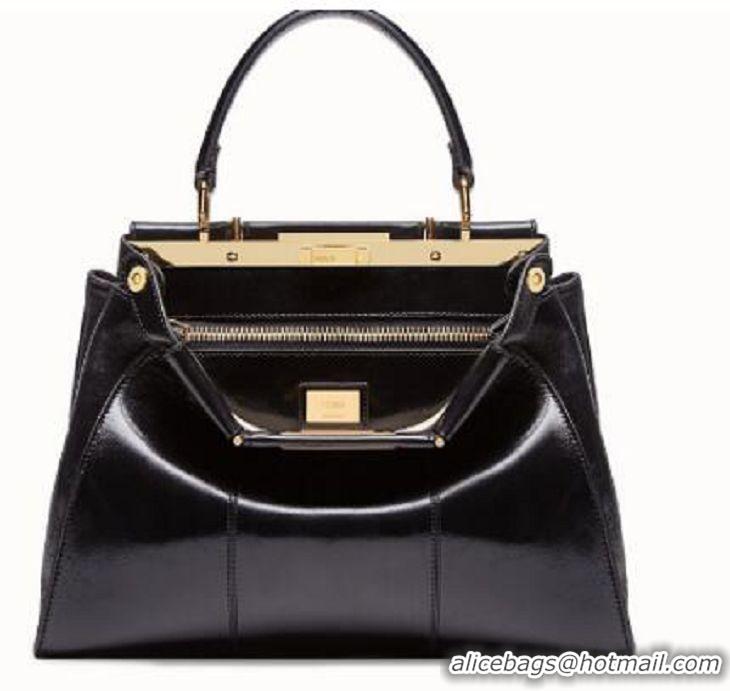 Latest Style FENDI PEEKABOO ICONIC Black leather bag F0837