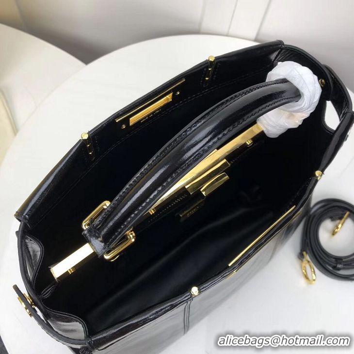 Latest Style FENDI PEEKABOO ICONIC Black leather bag F0837