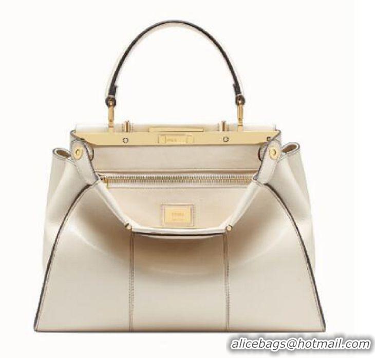 Spot Imitation FENDI PEEKABOO ICONIC cream leather bag F0837