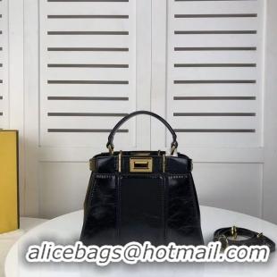 New Product FENDI PEEKABOO ICONIC MINI Black leather bag 8BN244