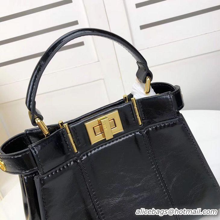 New Product FENDI PEEKABOO ICONIC MINI Black leather bag 8BN244