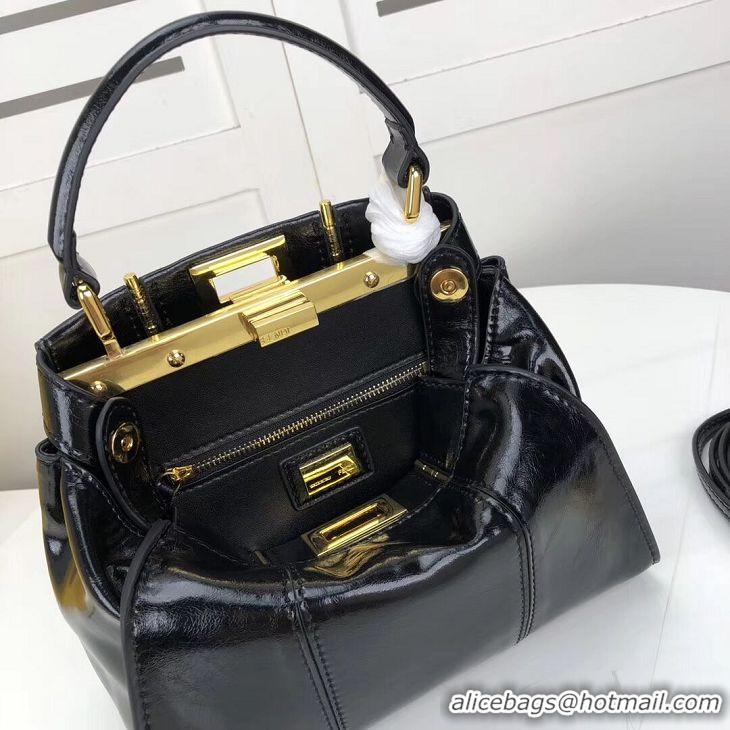 New Product FENDI PEEKABOO ICONIC MINI Black leather bag 8BN244