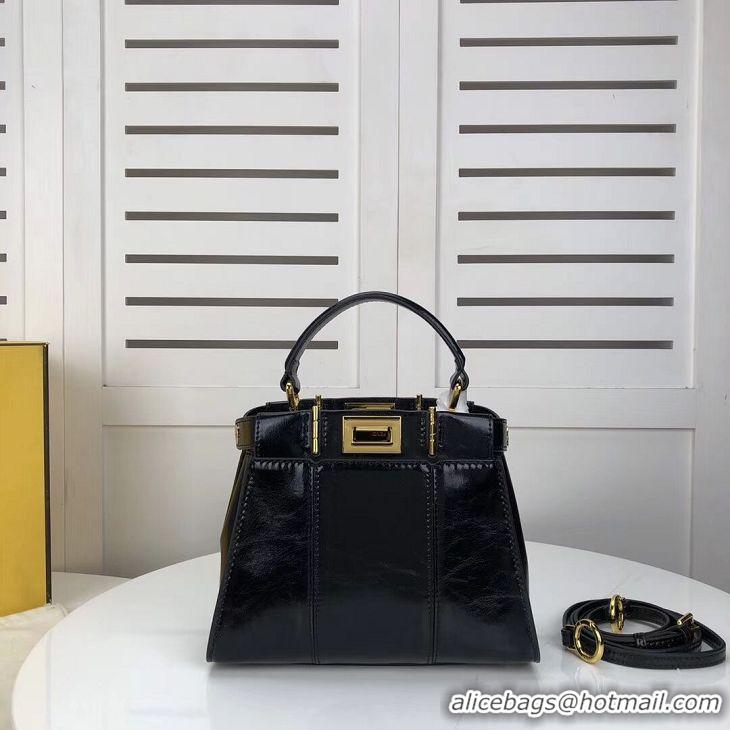 New Product FENDI PEEKABOO ICONIC MINI Black leather bag 8BN244