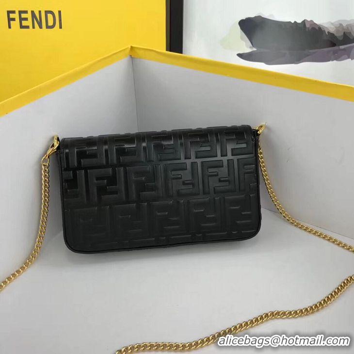 Spot Imitation Fendi WALLET ON CHAIN WITH POUCHES leather mini-bag 8BS032 black