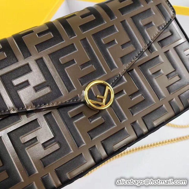 Discount Classic Fendi WALLET ON CHAIN WITH POUCHES leather mini-bag 8BS032 brown