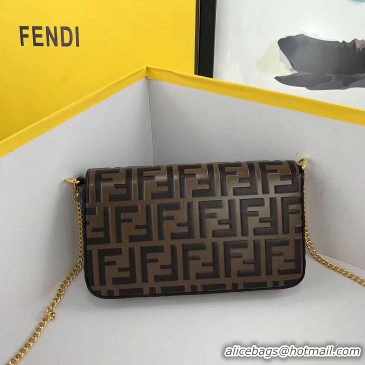 Discount Classic Fendi WALLET ON CHAIN WITH POUCHES leather mini-bag 8BS032 brown