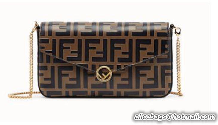 Discount Classic Fendi WALLET ON CHAIN WITH POUCHES leather mini-bag 8BS032 brown