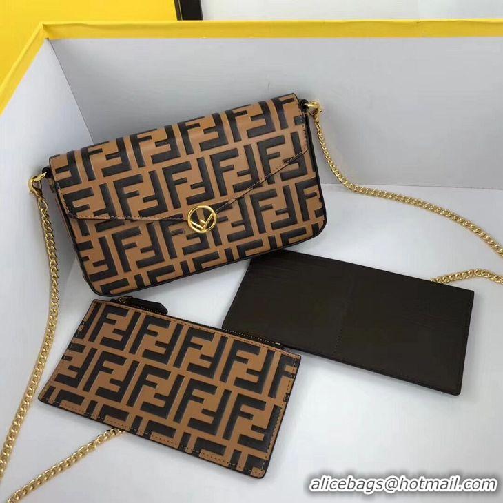 Buy Cheap Fendi WALLET ON CHAIN WITH POUCHES leather mini-bag 8BS032 apricot