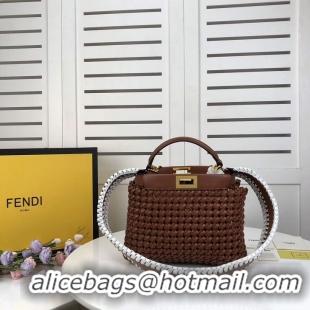 High Quality Cheap FENDI PEEKABOO ICONIC MINI leather bag 8BN244 brown