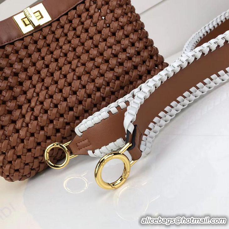 High Quality Cheap FENDI PEEKABOO ICONIC MINI leather bag 8BN244 brown