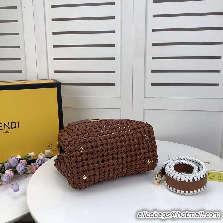 High Quality Cheap FENDI PEEKABOO ICONIC MINI leather bag 8BN244 brown