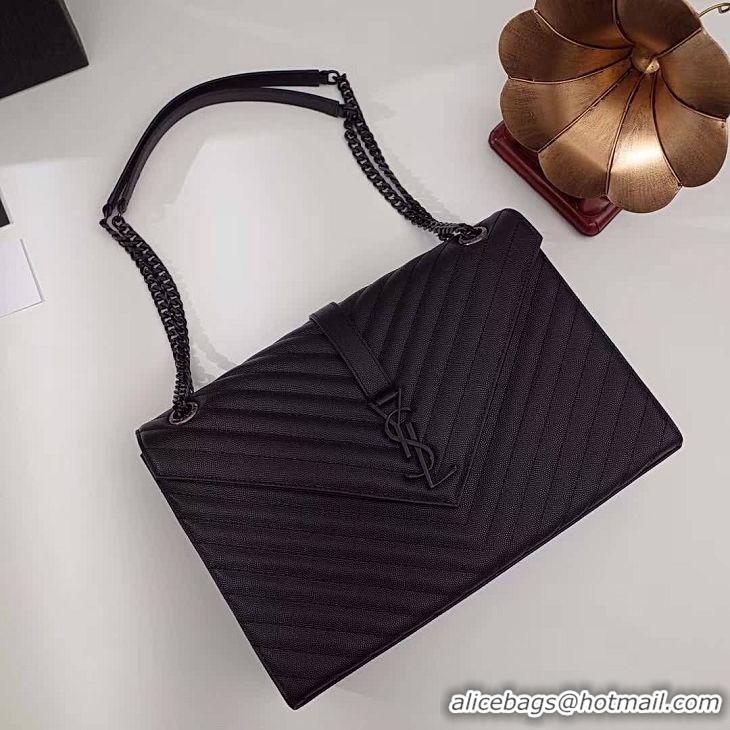 Practical Imitation SAINT LAURENT leather shoulder bag 392745 black&Black-toned hardware