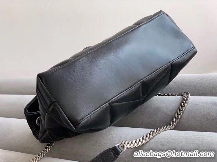 Grade Quality SAINT LAURENT Original Leather Shoulder Bag 577475 Black&Silver-toned hardware