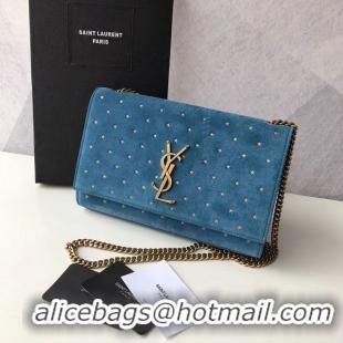 Unique Style Yves Saint Laurent Kate Small Original Nubuck leather Shoulder Bag Y474367 blue