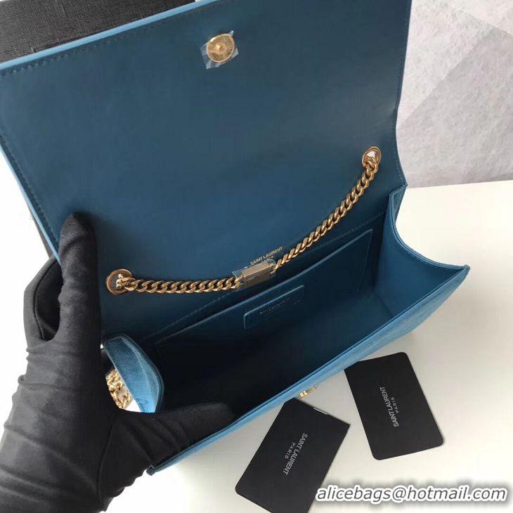 Unique Style Yves Saint Laurent Kate Small Original Nubuck leather Shoulder Bag Y474367 blue