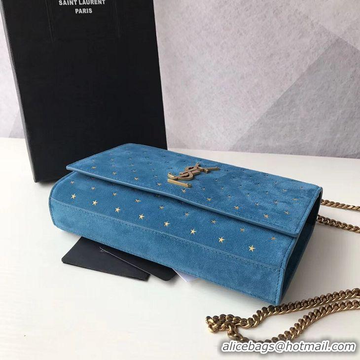 Unique Style Yves Saint Laurent Kate Small Original Nubuck leather Shoulder Bag Y474367 blue