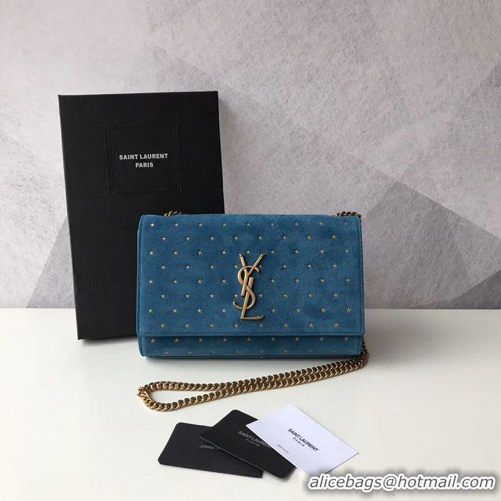 Unique Style Yves Saint Laurent Kate Small Original Nubuck leather Shoulder Bag Y474367 blue