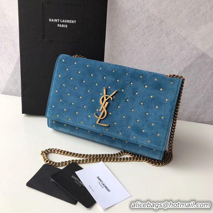 Unique Style Yves Saint Laurent Kate Small Original Nubuck leather Shoulder Bag Y474367 blue