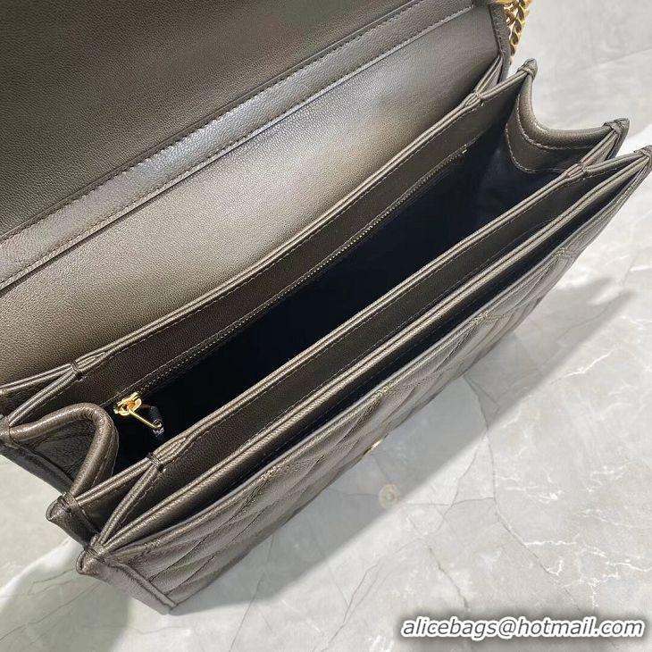 Luxury Classic SAINT LAURENT leather shoulder bag Y579607 grey