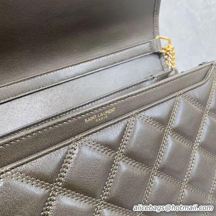 Luxury Classic SAINT LAURENT leather shoulder bag Y579607 grey