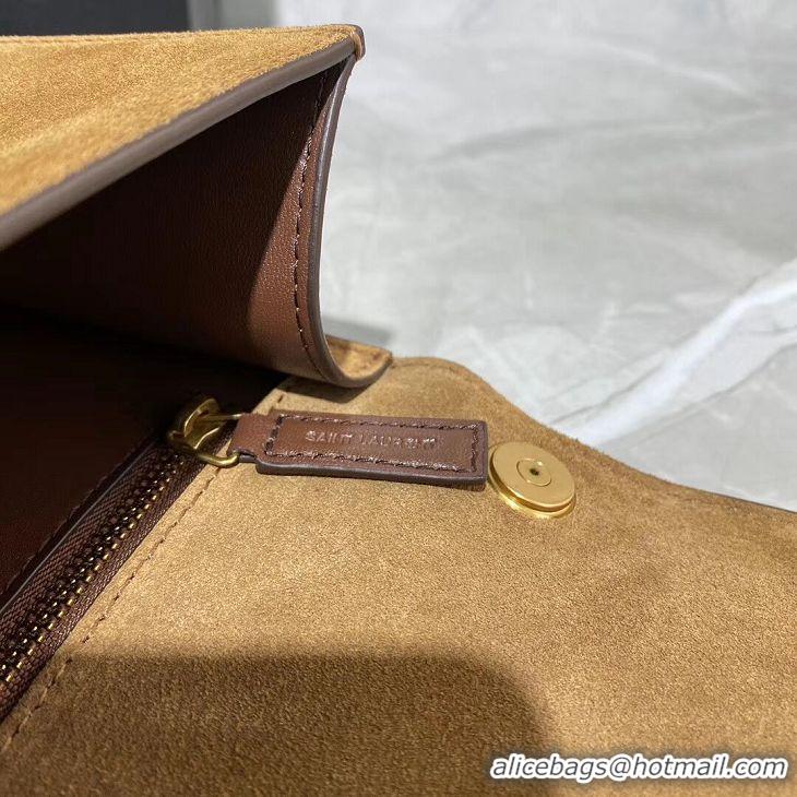 Super Quality Yves Saint Laurent Small Original Nubuck leather Shoulder Bag Y585061 brown