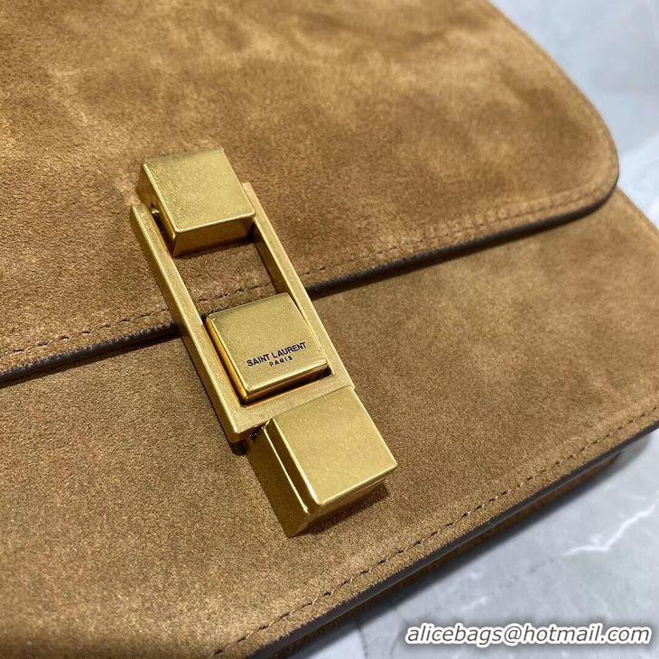 Super Quality Yves Saint Laurent Small Original Nubuck leather Shoulder Bag Y585061 brown