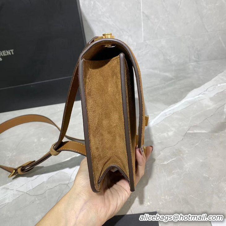 Super Quality Yves Saint Laurent Small Original Nubuck leather Shoulder Bag Y585061 brown