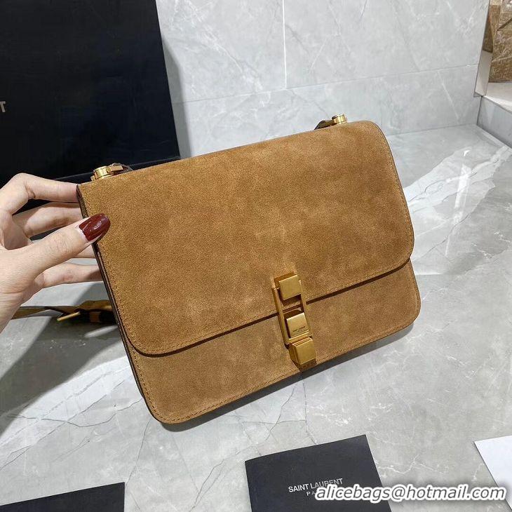 Super Quality Yves Saint Laurent Small Original Nubuck leather Shoulder Bag Y585061 brown