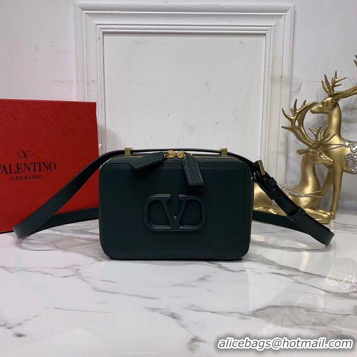 Famous Faux VALENTINO Origianl leather shoulder bag V0020 Blackish green