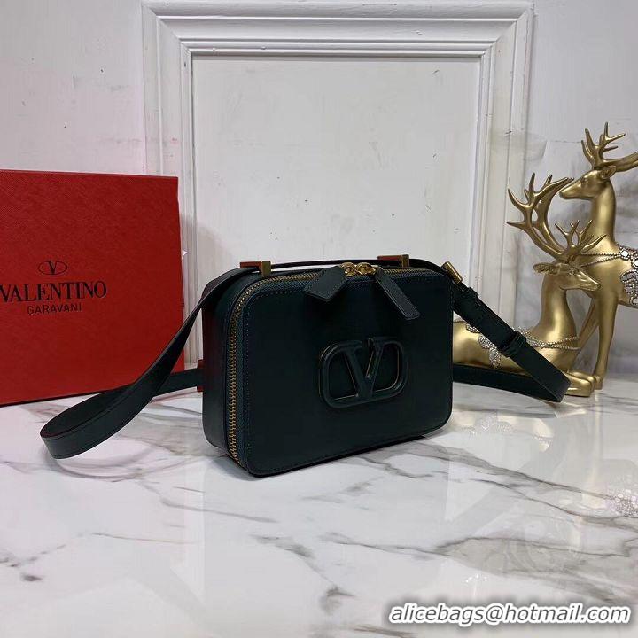 Famous Faux VALENTINO Origianl leather shoulder bag V0020 Blackish green