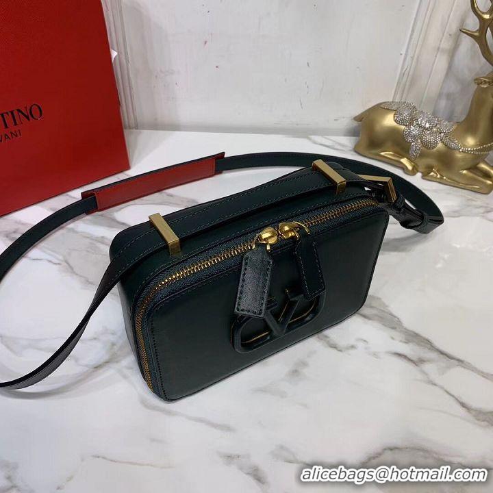 Famous Faux VALENTINO Origianl leather shoulder bag V0020 Blackish green