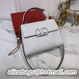 Free Shipping VALENTINO Origianl leather Tote Bag V0025 white