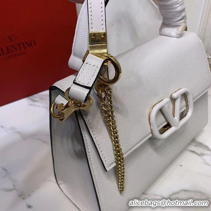 Free Shipping VALENTINO Origianl leather Tote Bag V0025 white