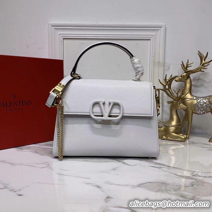 Free Shipping VALENTINO Origianl leather Tote Bag V0025 white