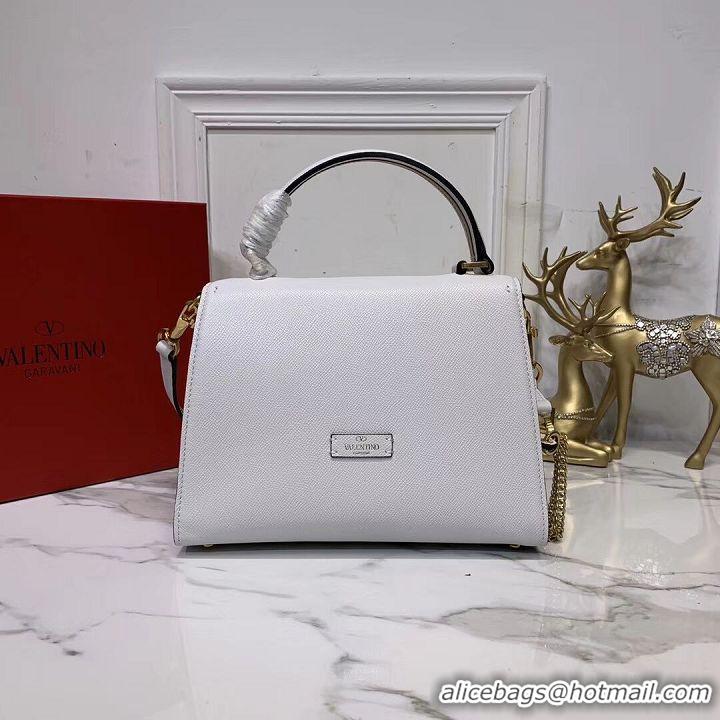 Free Shipping VALENTINO Origianl leather Tote Bag V0025 white