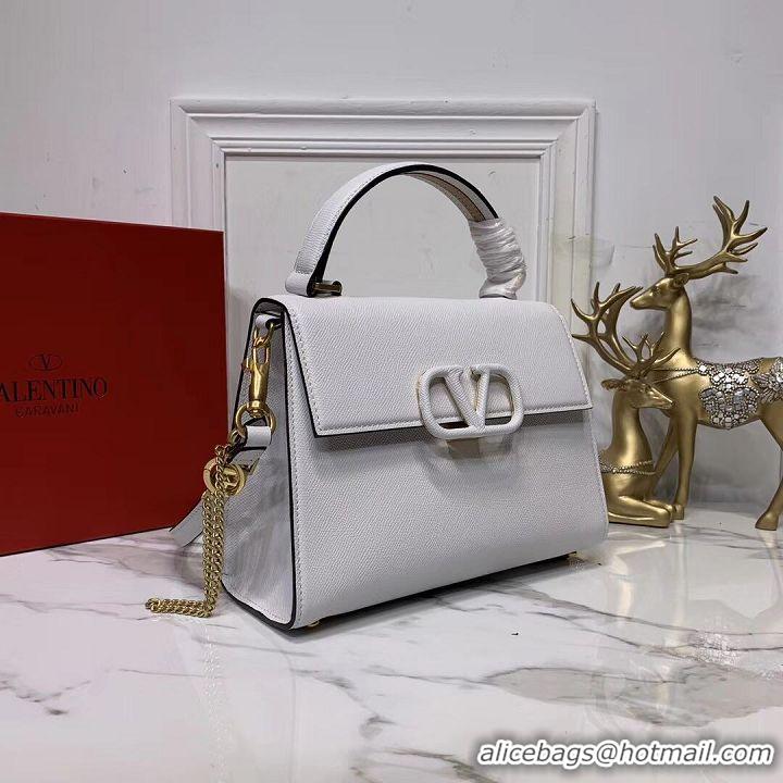 Free Shipping VALENTINO Origianl leather Tote Bag V0025 white