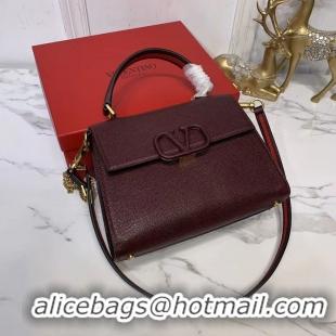 AAAAA Discount VALENTINO Origianl leather Tote Bag V0025 Burgundy