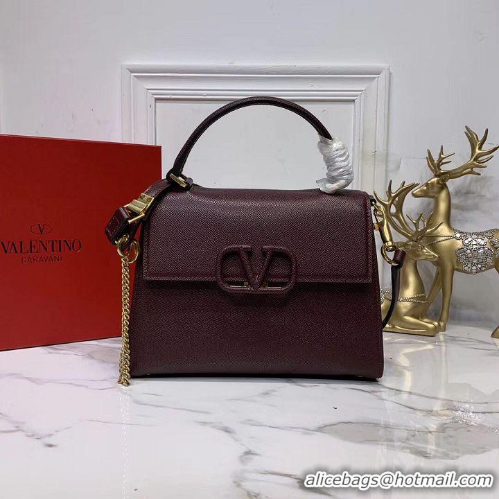 AAAAA Discount VALENTINO Origianl leather Tote Bag V0025 Burgundy