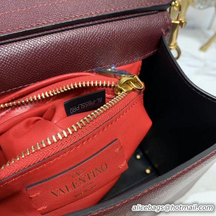 AAAAA Discount VALENTINO Origianl leather Tote Bag V0025 Burgundy