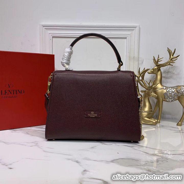 AAAAA Discount VALENTINO Origianl leather Tote Bag V0025 Burgundy