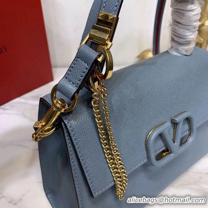 Trendy Design VALENTINO Origianl leather Tote Bag V0025 blue