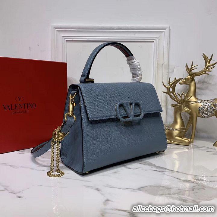 Trendy Design VALENTINO Origianl leather Tote Bag V0025 blue