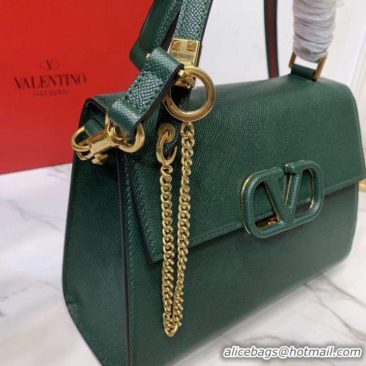 Durable Faux VALENTINO Origianl leather Tote Bag V0025 Blackish green