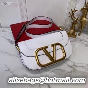 Top Quality VALENTINO Origianl leather shoulder bag V0030 white