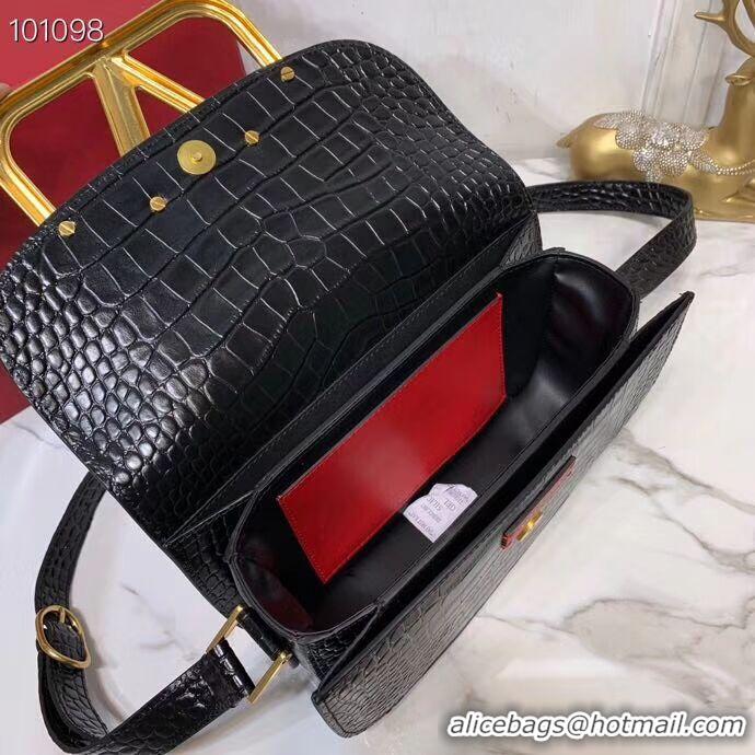 Shop Inexpensive VALENTINO Origianl Crocodile leather shoulder bag V0030 black