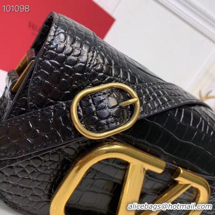 Shop Inexpensive VALENTINO Origianl Crocodile leather shoulder bag V0030 black