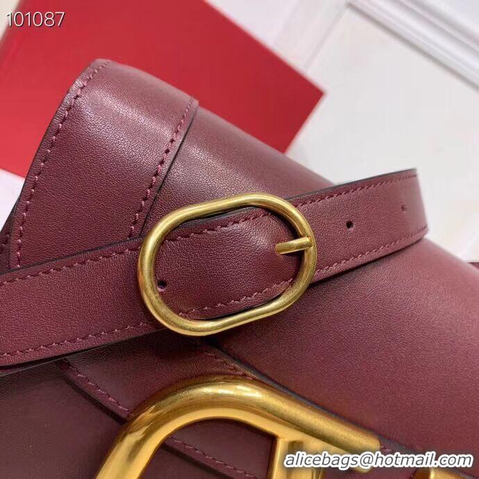 Duplicate VALENTINO Origianl leather shoulder bag V0030 Burgundy