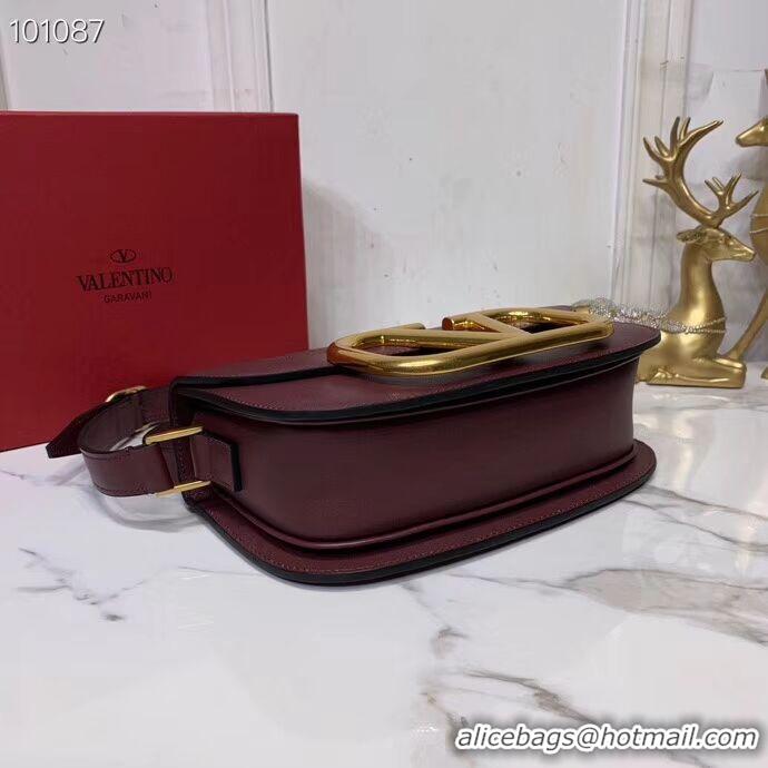 Duplicate VALENTINO Origianl leather shoulder bag V0030 Burgundy