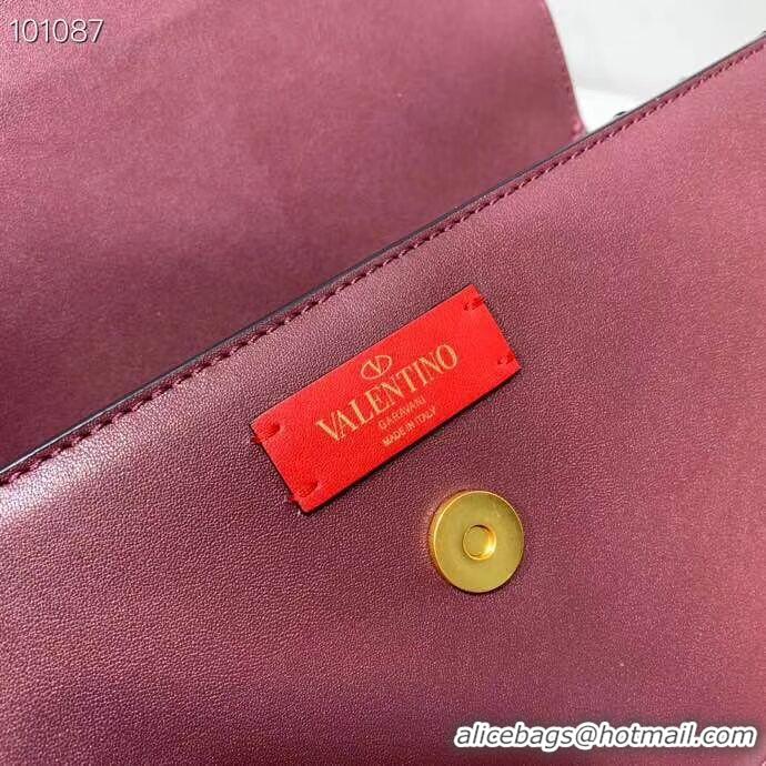 Duplicate VALENTINO Origianl leather shoulder bag V0030 Burgundy