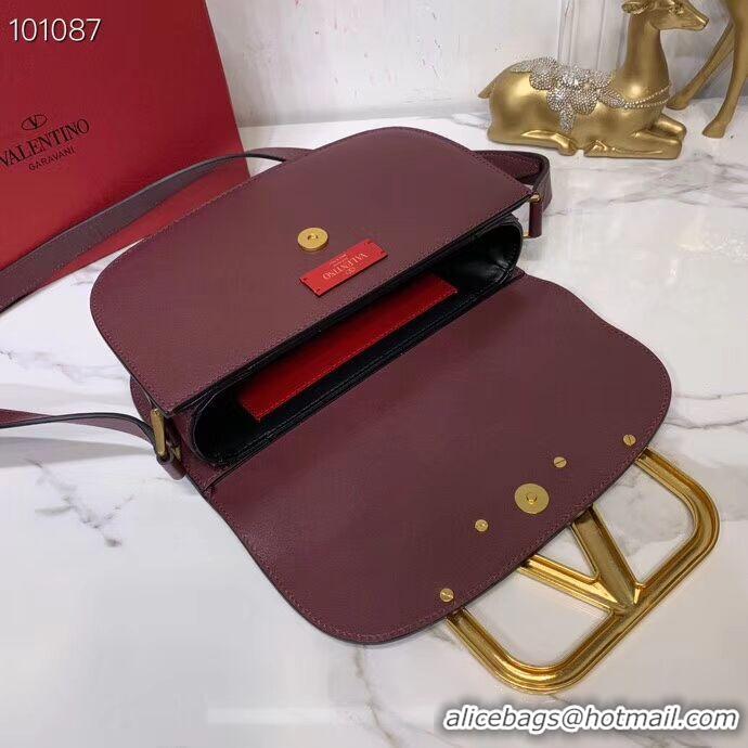 Duplicate VALENTINO Origianl leather shoulder bag V0030 Burgundy